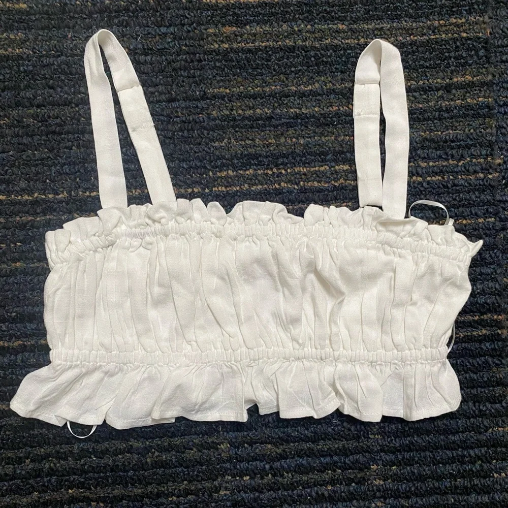 Princess Polly White Ruffled Crop Top - Picture 2 of 5